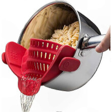 Verstellbare Silikon-Topfsiebklammern, geeignet für Pasta, Rot