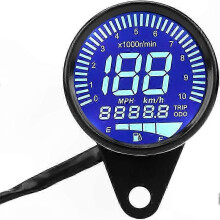 Black Motorcycle LED Tachometer with Oil Level Display Digital Dashboard Speedometer