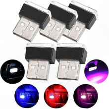 USB Powered Car Interior LED Light Kit, 5 Pack Multi-Color Mood Lights compatible with Vehicle Decoration (Red/Blue/Pink/White/Ice Blue)