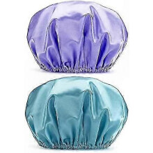 Doppellagige Spa-Duschhauben, 2er-Pack, wiederverwendbare, stylische Badehauben für Damen, Größe 32 cm