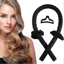Haarwickler mit Seidenband, geeignet für langes Haar, sanfte Wellen, hitzefreies Lockenwickler-Set für die Nacht (Schwarz)