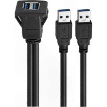 Cable de panel de montaje empotrado con doble puerto USB 3.0 compatible con vehículos, embarcaciones y motocicletas.
