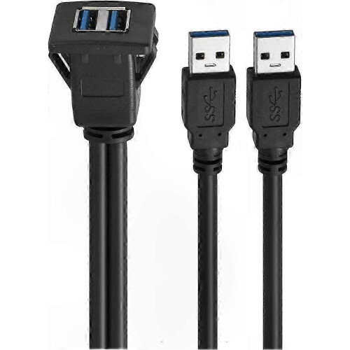 Dual USB 3.0 Flush Mount Panel Cable compatible with Vehicle, Marine, Motorcycle Use