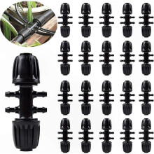 20 kpl piikkiliittimiä tippukastelujärjestelmiin, 1/2" - 1/4" putkiliittimet, musta, sopii 13 mm:n/4 mm:n sisähalkaisijalle