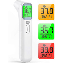 Infrarotkompatibles Stirn und Ohrthermometer, 4-in-1-Design mit berührungsloser Messung, Fieberalarm und Speicherfunktion