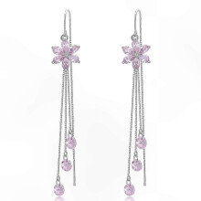 Pendientes de aro con forma de margarita de plata de ley, compatibles con mujeres y niñas.