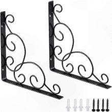 Decorative Wall Shelf Brackets, Set of 2, Durable Metal Support compatible with Garden, Kitchen, Bathroom, Office Use