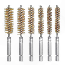 6-Pack Stainless Steel Bore Brushes with 1/4 Inch Hex Shank compatible with Cleaning and Polishing Copper Tubes