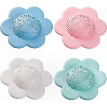 Silicone Shower Drain Covers with Hair Catcher, 4-Pack Hair Stopper compatible with Bathroom Use