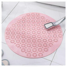 Ronde antislip badmat met zuignappen, 56 cm (22 inch) PVC douchemat, schimmelwerend ontwerp met afvoergaatjes en massagebubbels, machinewasbaar, roze