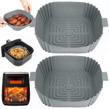 Herbruikbare siliconen bakmat voor de airfryer, 2-delige vierkante bakplaat, antiaanbakmandje compatibel met airfryer-accessoires (16,5 cm x 5 cm)