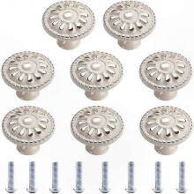 Witte vintage ronde kastknoppen en -grepen, geschikt voor keukenlades en -deuren, 8 stuks