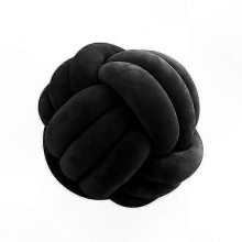 Pluche rond kussen met knoopmotief, passend bij de slaapkamerinrichting, zacht handgemaakt kussen, 20 x 20 cm, zwart