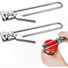 Adjustable Jar and Bottle Opener Set, 2-Piece Stainless Steel Kitchen Tool compatible with Easy Opening