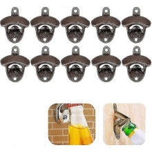 Wandmontierter Flaschenöffner, 10er-Pack, robuster Bierkorkenentferner aus Metall mit Befestigungsschrauben