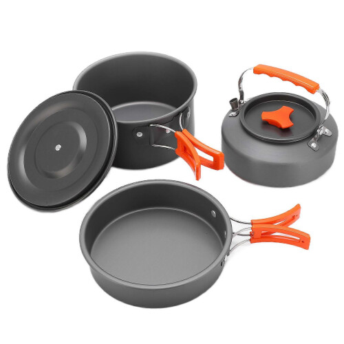 Pot with Tableware Combination AntiSlip Non Stick Coating Easy to Clean Camping Cookware Set 1