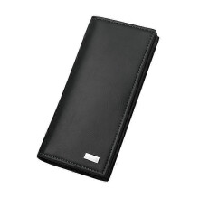 Men's Slim Long Wallet Genuine Leather with Checkbook Slot and RFID Protection