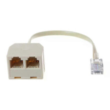 Telefoonsplitteradapter RJ11 6P4C 1 mannelijk naar 2 vrouwelijk, compatibel met vaste telefoonaansluiting