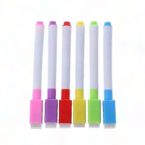 6pcs Erasable Marker with Eraser compatible with School & Office Use