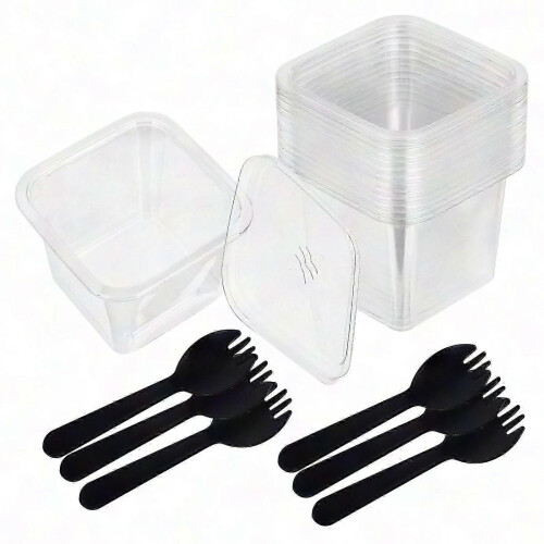 Dessert Cups With Lids 50 Sets Mousse Cake Storage