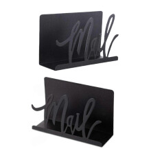 Artistic Black Metal Mail Holder Stylish Black Metal Mail Organizers and Cutter Stoareg Rack compatible with Desktop Efficiency