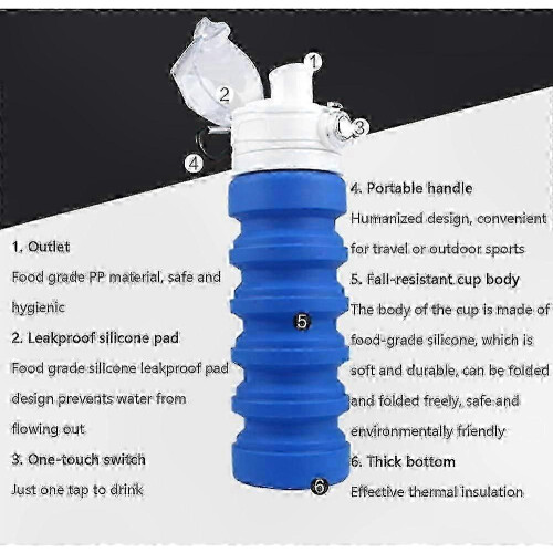 Foldable Silicone Water Bottle, Portable Leak-Proof Drinking Container compatible with Travel 2