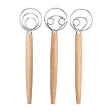Dough Whisk Bread Mixer Premium Stainless Steel Whisk with a Dough Scraper for Bread, Pastry or Pizza Dough - Perfect Baking Tool(3pcs, silver)