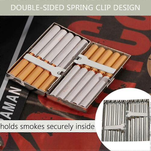 Creative Thin Portable Stainless Steel Pocket Carrying Cigarette Box Case compatible with Holds 10 Regular 2