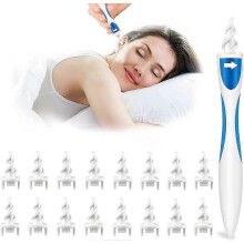 Outil de nettoyage des oreilles en silicone, en spirale, avec 16 embouts souples, sûr et réutilisable, compatible avec les soins des oreilles.