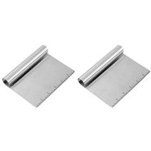 KINCJON 1 Set 2pcs Bakeware Dough Cutter Stainless Steel Scraper Chopper with Scale for Flour Pastry Pizza (sliver) Chumian