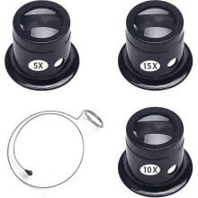 Lupa ajustable para relojeros con aumentos de 5X, 10X y 15X, compatible con reparación e inspección de joyas.