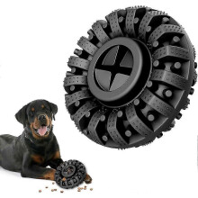 Stevig, onverwoestbaar kauwspeelgoed van rubber, geschikt voor agressieve honden. Snoepdispenser in zwart.
