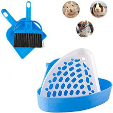 Bac à litière avec pelle, bleu, pour petits animaux, cage d'angle, plateau d'apprentissage de la propreté