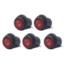 Ronde tuimelschakelaar 12VDC 3-pins AAN/UIT-schakelaar met deksel en rood lampje 20 mm, compatibel met auto's, boten en vrachtwagens, 5 stuks