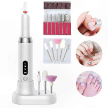 Oplaadbare nagelpolijstmachine met hoge snelheid en veelzijdige accessoires, geschikt voor professioneel gebruik.
