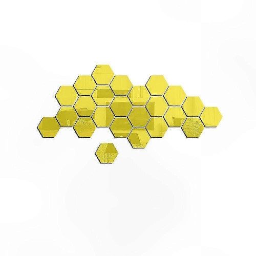 Hexagonal Acrylic Mirror Wall Decor 3D Design Sticker compatible with Home Decoration