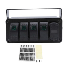 4 Gang Rocker Switch Panel with PD Type C QC3.0 USB Charger Waterproof Universal Fit compatible with Car Truck Boat RV UTV ATV Green Light