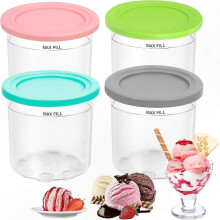 Recipientes herméticos para helado con tapa, paquete de 4, compatibles con postres caseros.