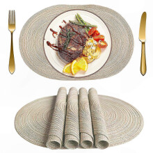 Set mit 4 ovalen Garnuntersetzern, hitzebeständig und waschbar, umweltfreundliche Wohnaccessoires