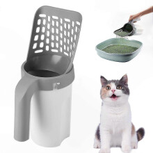 Afneembare kattenbakschep met houder, geschikt voor gemakkelijke reiniging.