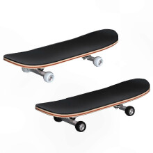 Mini skateboard noir et blanc compatible avec les figures et l'entraînement aux doigts