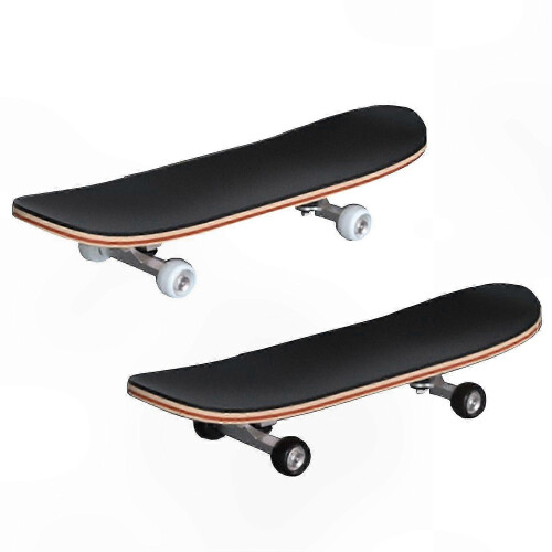 Black and White Mini Skateboard compatible with Finger Tricks and Practice