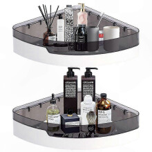Douchebak met mandje voor wandmontage, installatie zonder boren, 2-delige set, compatibel met Easy Bath Organization