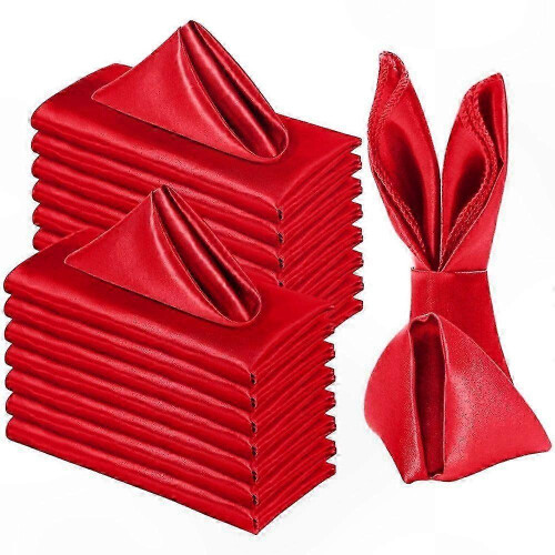 Luxurious Square Napkins compatible with Elegant Dining - Soft Silk Cloth Tableware Accessories