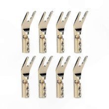 8-delige Hi-Fi luidsprekerconnectoren, vergulde koperen spade- en banaanstekkers, compatibel met audiosystemen.