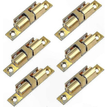 Set van 6 massief messing dubbele kogelsluitingen, geschikt voor kast- en meubeldeuren.