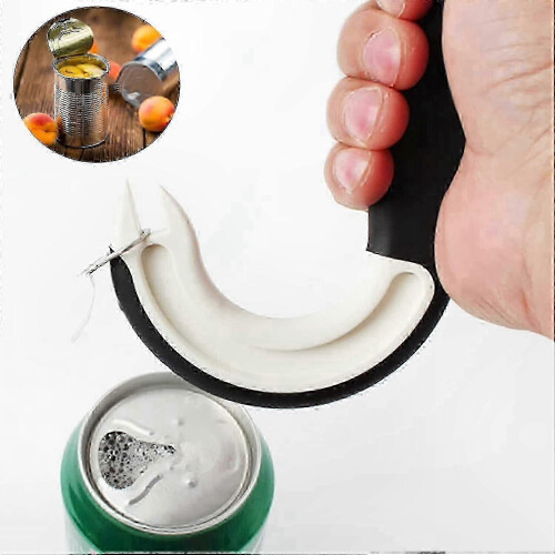 2-Pack Can Openers, J-Shaped Design with Locking Rings compatible with Easy Opening, Durable Kitchen Tool, Black Finish 1