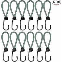 12er-Pack elastische Gurtbandspanner mit Haken, kompatibel mit Camping- und Planen-Bungee-Hakenverstellern