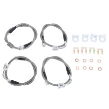 4 teiliges Set Edelstahl Bremsleitungen 89716, verlängerte Bremszüge für Vorder und Hinterachse, kompatibel mit Wrangler JK JKU 2007 bis 2018