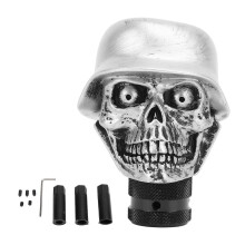 Skull Gear Shift Knob 8MM 10MM 12MM Adapters Resin Skull Transmission Gear Shifter Lever Knob compatible with Most Manual Vehicles Silver